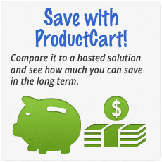 Save with our shopping cart software compared to a hosted ecommerce solution Save with ProductCart