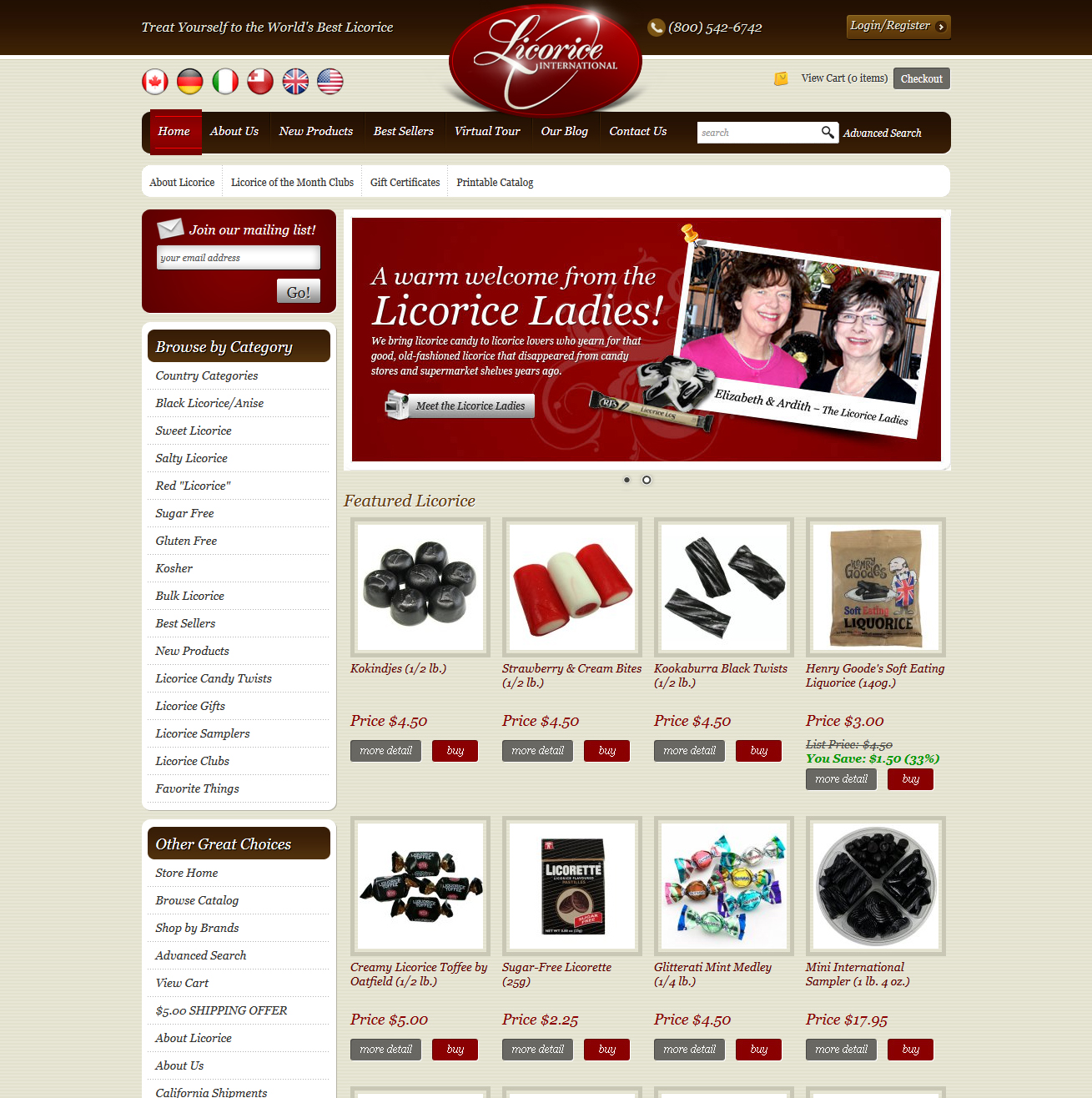 Licorice International Featured ProductCart Site