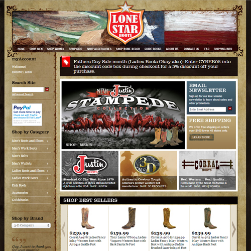Lone Star Boot Store Featured ProductCart Site