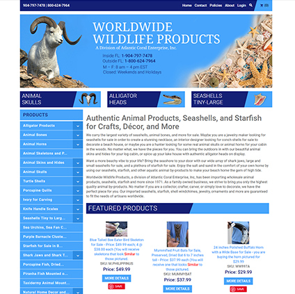 Worldwide Wildlife Products ProductCart Site